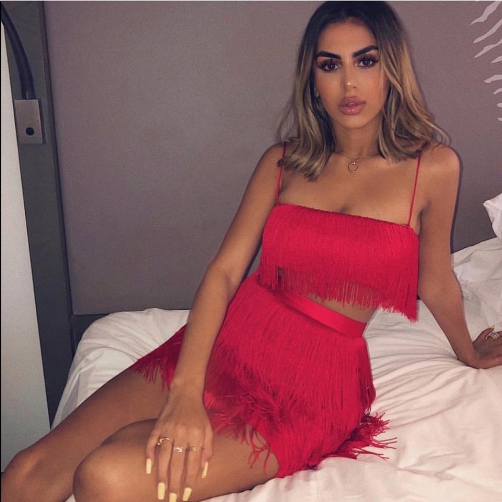 Meshki Red Fringe Mini Dress